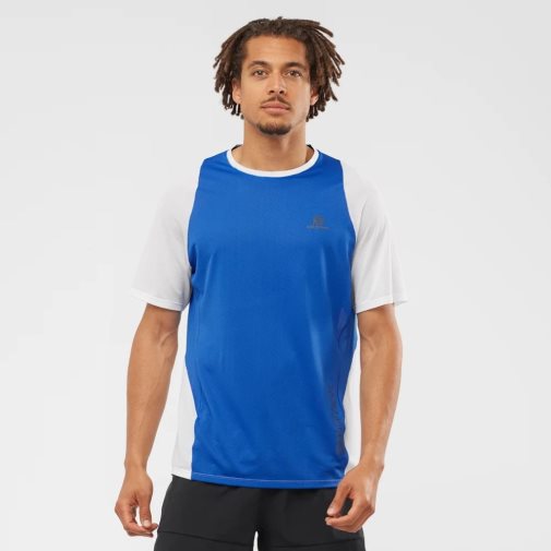 Camiseta Salomon Sense Aero Corta Sleeve Hombre Azules Blancos | MX KBTM763